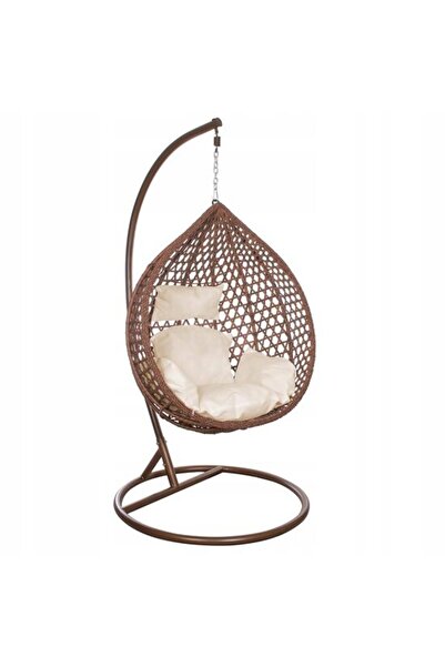 Avex Κρεμαστή πολυθρόνα κούνιας, Springos, Monica, συνθετικό ρατάν, καφέ, κρε...