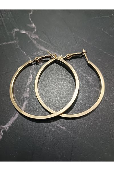 Serenita Mare Women's 316L Stainless Steel Gold Color Wide Flat Hoop Earrings