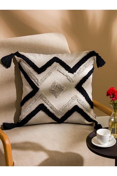 LC Waikiki LCW HOME Κεντημένη Φούντα Λεπτομερής Μαξιλαροθήκη 45x45 cm (S5)
