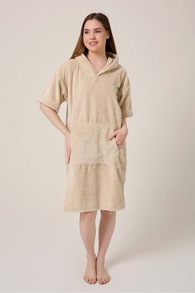 VEVİEN HOME Palm Surfing Κεντημένο για ενήλικες Surfing Summer Poncho με κουκούλα Πετσέτα παραλίας Μπεζ-unisex