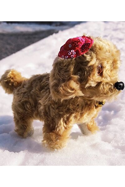 AKSAN Karamel Renkli Havlayan Yürüyen Pufuduk Pilli Köpek Oyuncak - Peluş Oyu...