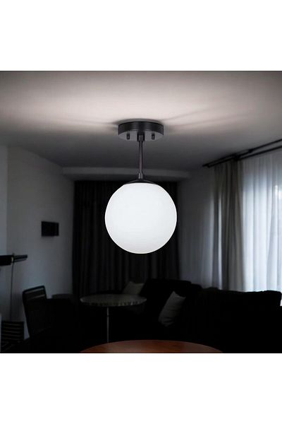 OSC HOME AYDINLATMA TASARIM Mini Modern Sports Black and White Glass Ceiling Plofonyer Hall - Kitchen Single Chandelier 1 Piece