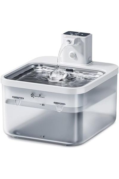 DownyPaws Battery Operated Cat Water Fountain Stainless Steel, 84oz/2.5L Fursink Wireless Pet Water