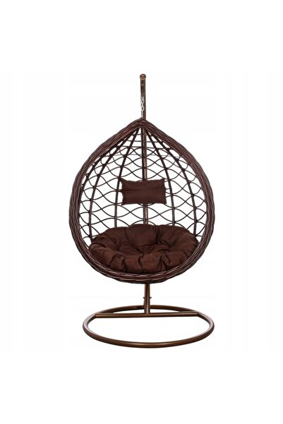 Avex Κρεμαστή πολυθρόνα κούνιας, Springos, Liliana, συνθετικό ρατάν, καφέ, σκ...