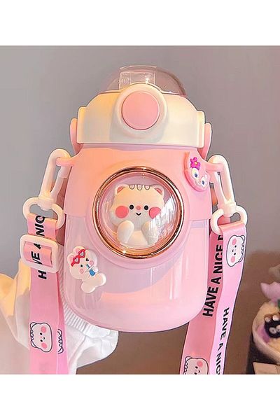 CNSZ 700ml Water Bottle with Straw - Cute Children's Thermos Bottle Double Layer Special Design