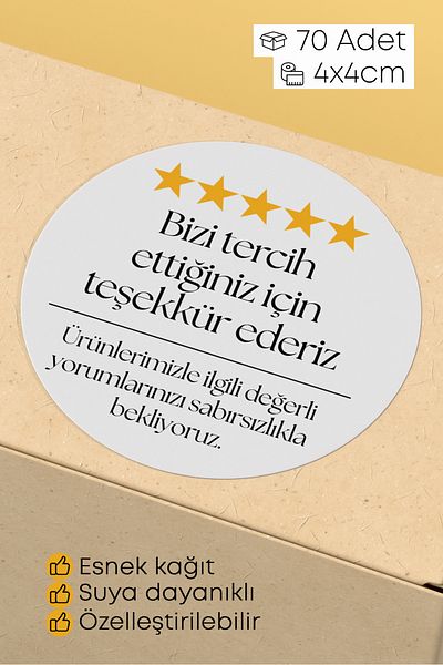 alışveriş kurdu Sticker Packaging Shipping Packing Label - 4X4Cm 70 Pieces