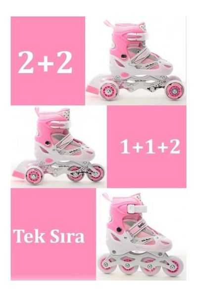 CAN Adjustable Roller Skates |   Double Use Single Row Roller Skates Double Wheel Practice Mode Size 30-33