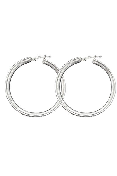 oya silver Sıra Taşlı Kadın Gümüş Halka Küpe 4x4CM