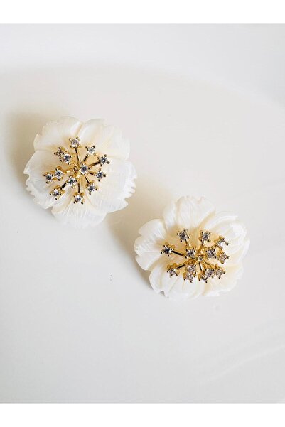 DEVİ fashion İkili Kullanılan Doğal Taş Çiçek Küpe 3 cm