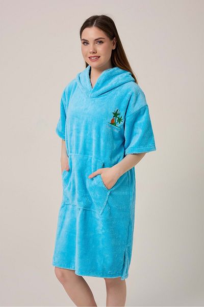 VEVİEN HOME Palm Surfing Κεντημένο για ενήλικες Surfing Summer Poncho με κουκούλα Πετσέτα παραλίας Μπλε-unisex