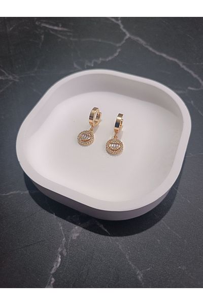 Serenita Mare Women's 316L Stainless Steel Zircon Stone Double Layer Sparkle Dangle Earrings – Gold Color