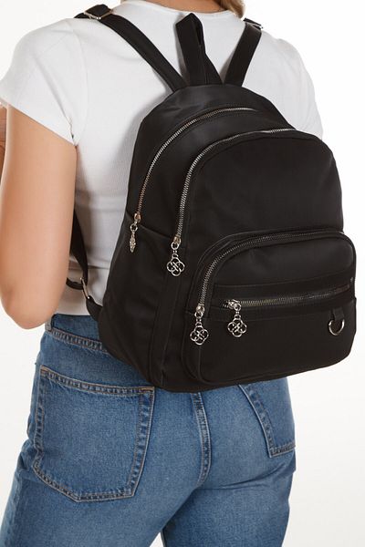Adelina Bags Black Satin Leather Women's Backpack