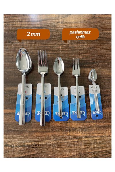ENASHOP 60 Pieces Fork Spoon Set Stainless Steel 1St Quality 2mm. Cemre