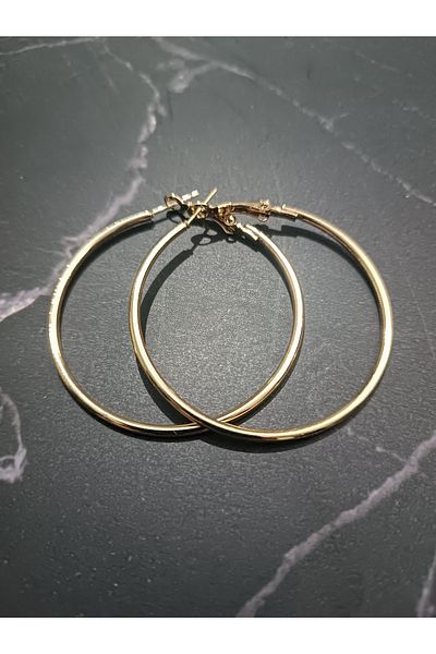 Serenita Mare Women's 316L Stainless Steel Gold Color Glossy Round Hoop Earrings