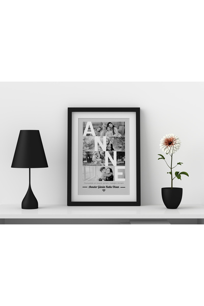 suncrafted Kişiye Özel Fotoğraflı Anneler Günü Çerçevesi – “ANNE” Tasarımı (2...