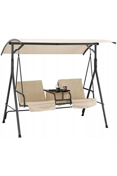 Avex Κούνια κήπου, 2 θέσεις, με τραπέζι, μαξιλάρια, κρεμ, 180x117x162 cm, Mel...