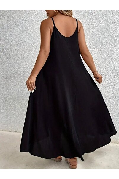 JANES Women's Halter Strap Drop Detailed Ring Asymmetrical Cut Viscose Dress