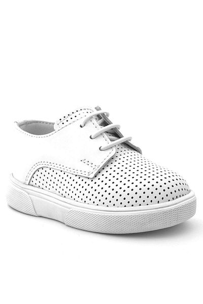 Rakerplus Pantofi casual pentru băieți din piele naturală cu dantelă albă
