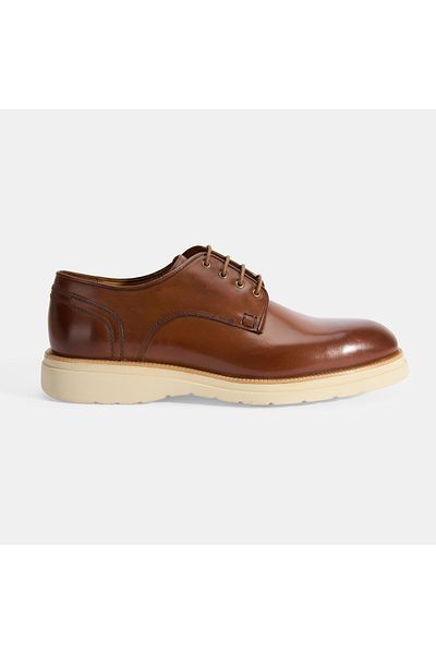 Desa Men's Tan Lace-Up Leather Casual Shoes