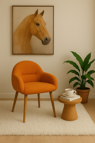 stillola Tokyo Ahşap Ayaklı Retro Minimal Berjer Puf Makyaj Masası Sandalyesi...