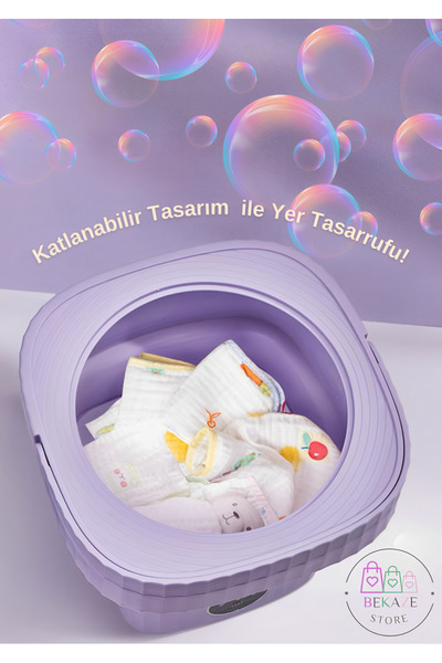 BEKAZE KATLANIR PORTATİF YENİ NESİL MİNİ ÇAMAŞIR MAKİNESİ 8 LT