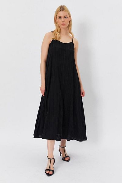 MRA Fashion Strappy Long Bell Dress - Black