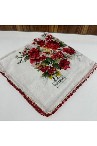 Eripek Embroidered Cotton Cheesecloth- 05096 95 X 95 Red - White 7