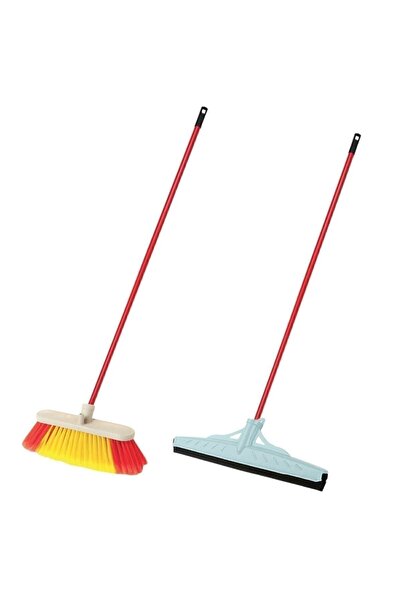 MİLYONCUAVM Milyoncu Çekpas Yer Sileceği Çek Çek Saplı Temizlik Seti Yer Çekçek Fırça Set Metal Sap