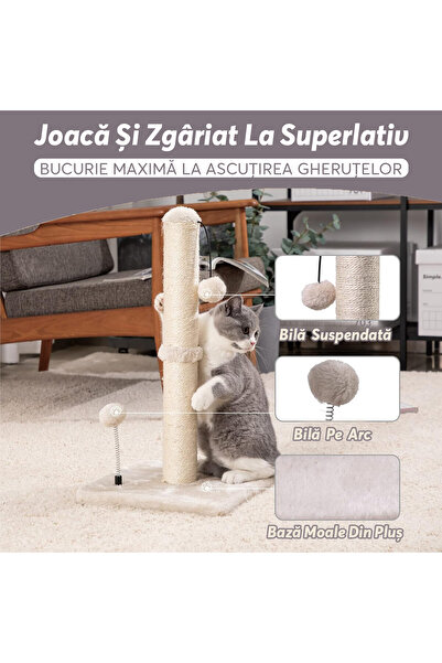 Fish & Paws Playset ®, for cats, claw sharpening post, 55cm, cream