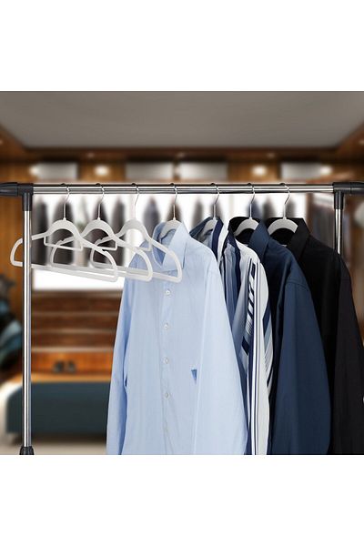 Relaxdays Set of 50 velvet hangers with trouser holder, non-slip, white, Relaxdays