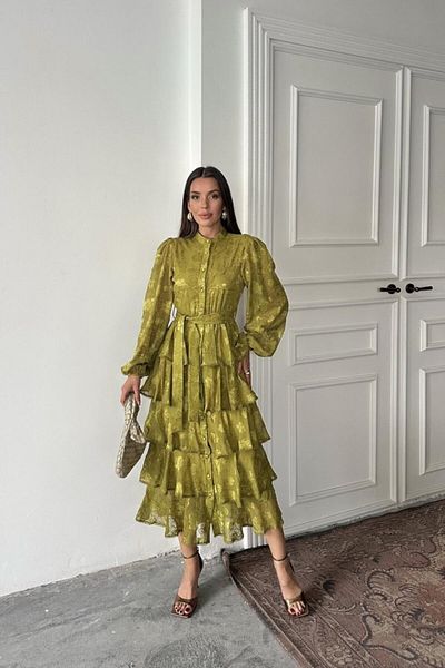 Kokosh moda Φόρεμα με λιπαρά πράσινα ρίγες Valon