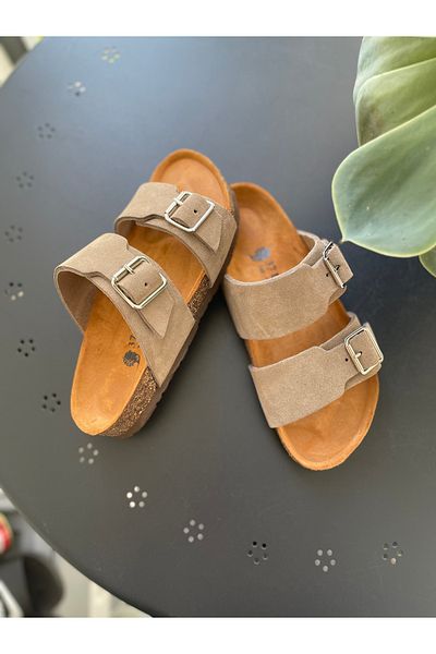 Land of Cork Anatomical Unisex Natural Cork Sole Suede Leather Slippers