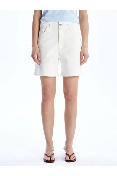 LC Waikiki Γυναικείο τζιν σορτς LCWAIKIKI Classic White Skinny Fit