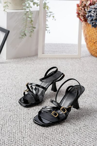 Egepass Sunday Cross Band Ankle Tie Women's Evening Dress Heel Shoes