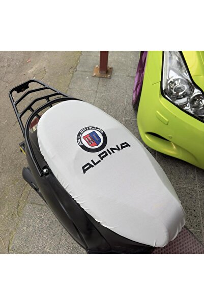 CEBECİOTO Alpina White Patterned Combed Cotton Motorcycle Cover - Motor Compa...