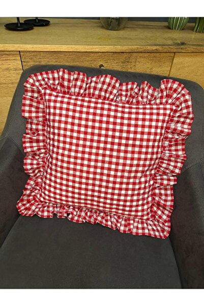 Angels' Collection Vintage Gingham Frilly Throw Pillow Cover Single