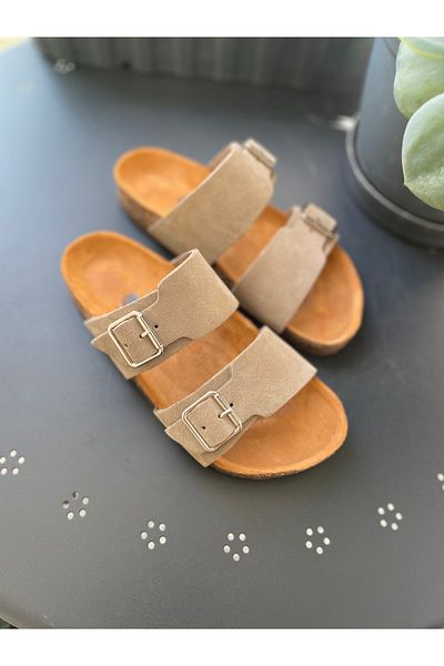 Land of Cork Anatomical Unisex Natural Cork Sole Suede Leather Slippers