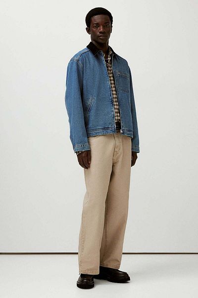 H&M Regular Fit Corduroy-collared denim jacket