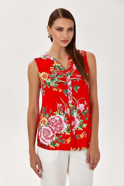 İKİLER Judge Collar Buttoned Sleeveless Blouse - 024-3007
