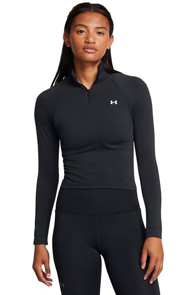 Under Armour , Bluza crop fara cusaturi pentru fitness Vanish, Negru, M