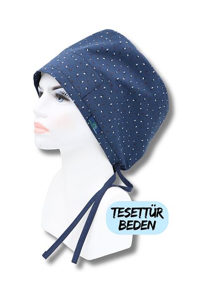 doktorbonem Hijab Size Dark Navy Blue Leaves Bonnet Doctor Nurse Health Worker Hospital Bonnet