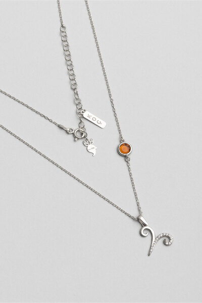 So CHIC... Zodyak Koleksiyonu Koç Burcu 18 Ayar Beyaz Altın Kaplama 46 Cm Gümüş Kolye