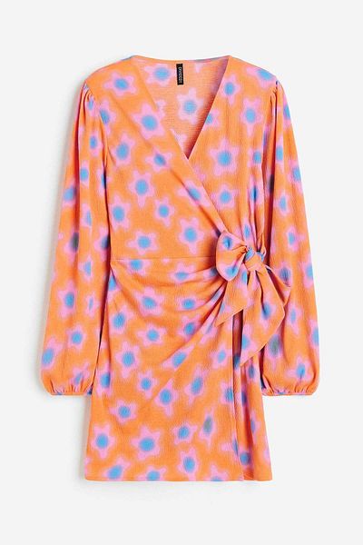H&M Balloon-sleeved wrap dress