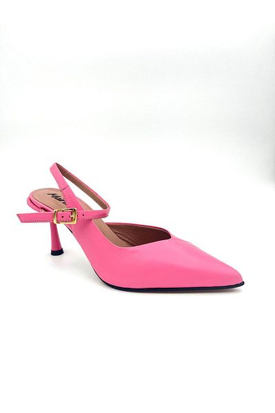 Mariolucci Women's Ankle Strap Heeled Shoes Candy Pink Genuine Leather