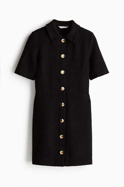 H&M Button-front bouclé dress