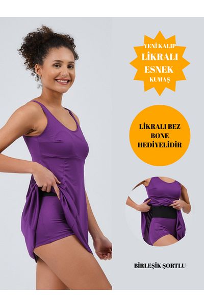 myfirstsea Women's Dress Swimsuit with Shorts Wide Straps One Piece Swimsuit with Shorts