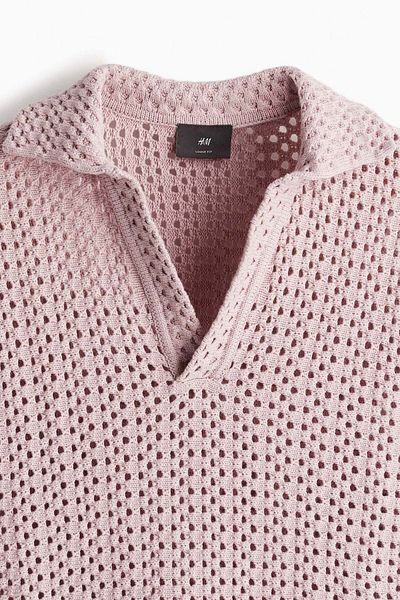 H&M Loose Fit Pointelle-knit polo shirt