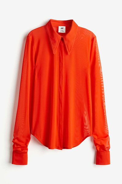 H&M Fitted mesh shirt