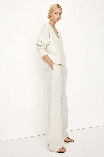 H&M Straight linen-blend trousers