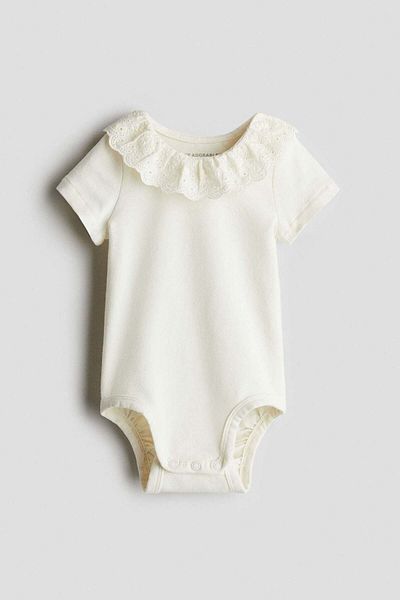 H&M Broderie anglaise-collar cotton bodysuit